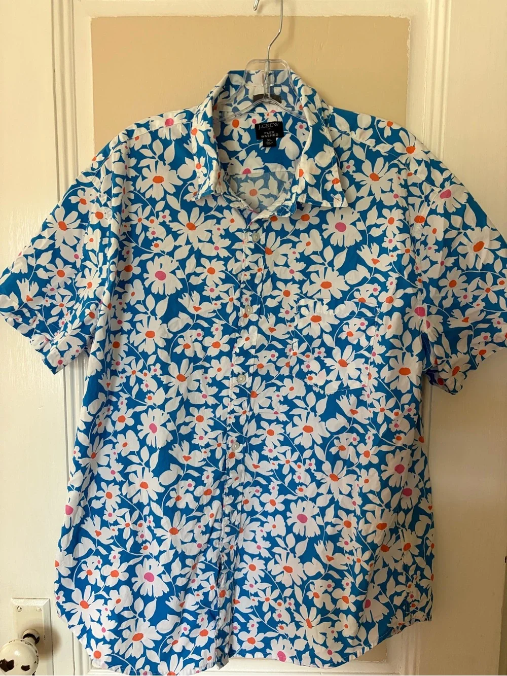 J. Crew Blue Floral Short-Sleeve Button-Down Shirt